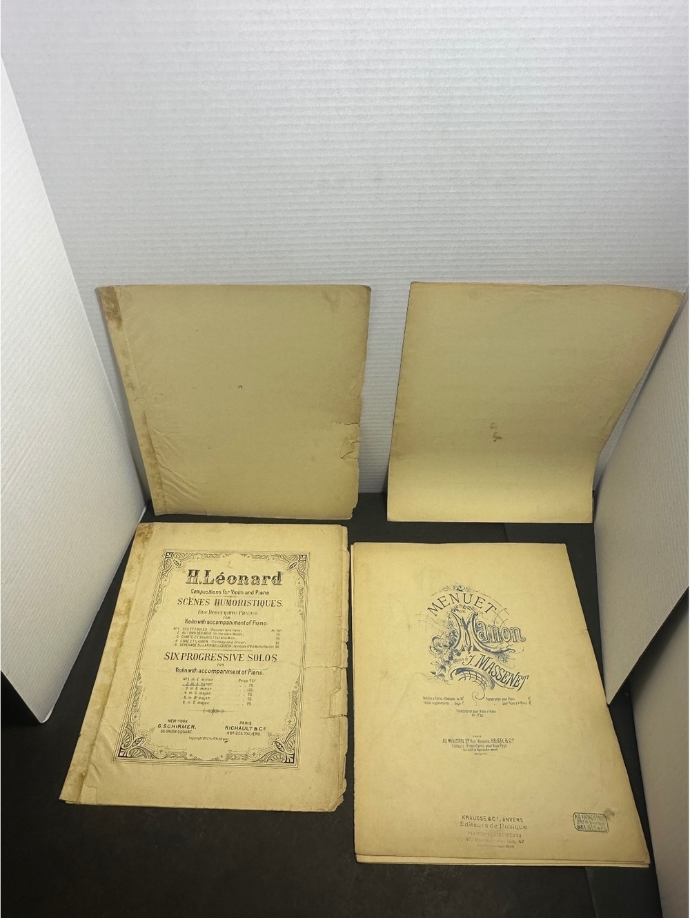 Antique 1891 H Leonard & Massenet Manon Violin Piano Sheet Music Lot